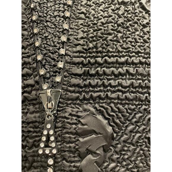 Jerry T Black ruched vest with rhinestone detail zipper XL - Picture 8 of 15